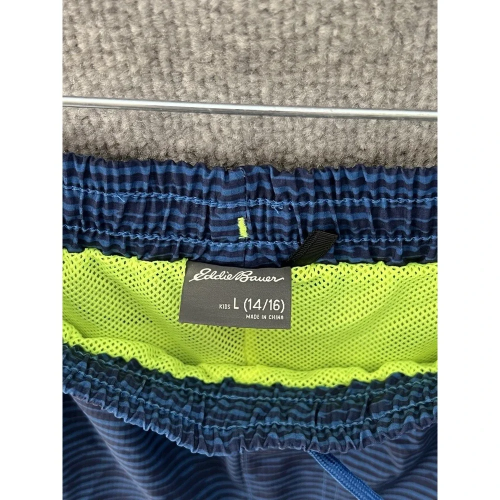 Eddie Bauer Swim Trunks Shorts Boys Kids Size 14/16 Blue Pockets‎ Drawstring